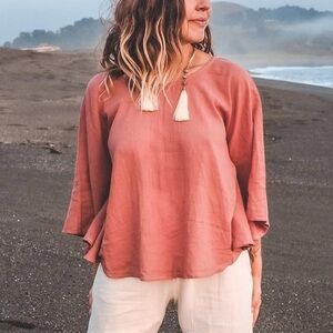 Blush Pink Flutter Sleeve Women's Top